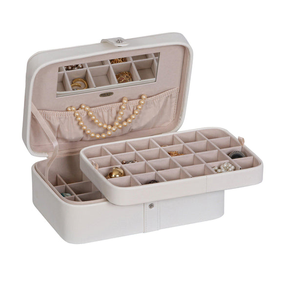 Lila Forty-Eight Section Jewelry Box in Ivory Faux Leather-Jewelry Box-Mele & Co.-Top Notch Gift Shop