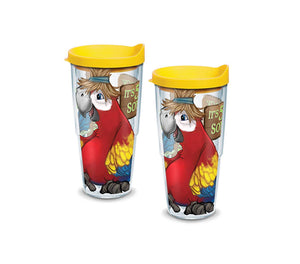 "It's 5 O'Clock Somewhere" Parrot 24 oz. Tervis Tumbler with Lid - (Set of 2)-Tumbler-Tervis-Top Notch Gift Shop