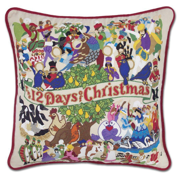 12 Days of Christmas Hand Embroidered CatStudio Pillow-Pillow-CatStudio-Top Notch Gift Shop