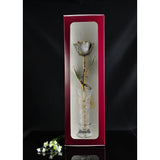 24K Gold Trimmed Silver Moonstone Rose with Crystal Vase-Gold Trimmed Rose-The Rose Lady-Top Notch Gift Shop