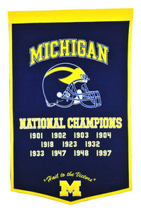 Michigan University Vintage Wool Dynasty Banner With Cafe Rod-Banner-Winning Streak Sports LLC-Top Notch Gift Shop