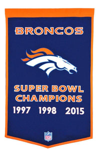 Denver Broncos Vintage Wool Dynasty Banner With Cafe Rod-Banner-Winning Streak Sports LLC-Top Notch Gift Shop