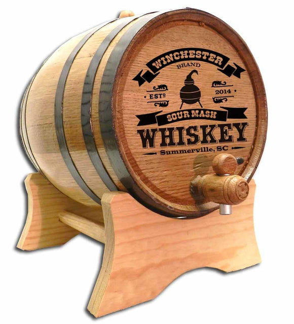 Copper Pot Whiskey Oak Barrel With Stand- Personalized-Aging Barrel-1000 Oaks Barrel-Top Notch Gift Shop