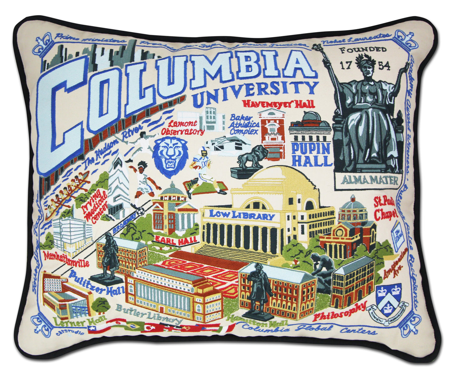 Columbia University Embroidered CatStudio Pillow-Pillow-CatStudio-Top Notch Gift Shop