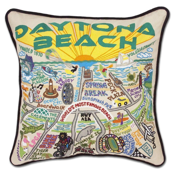 Daytona Beach Embroidered CatStudio Pillow-Pillow-CatStudio-Top Notch Gift Shop
