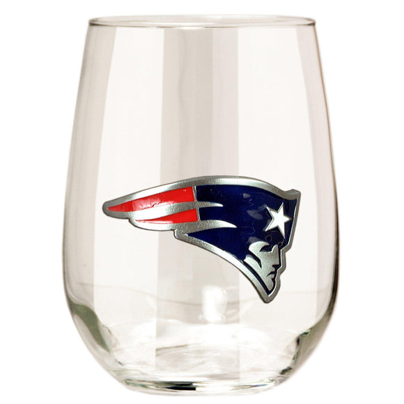 New England Patriots 15 oz. Stemless Wine Glass - (Set of 2)-Stemless Wine Glass-Great American Products-Top Notch Gift Shop