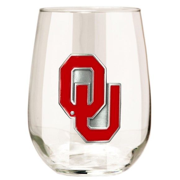 Oklahoma Sooners 15 oz. Stemless Wine Glass - (Set of 2)-Stemless Wine Glass-Great American Products-Top Notch Gift Shop