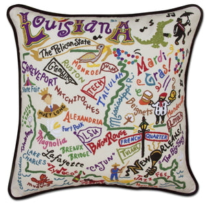 Louisiana Embroidered CatStudio State Pillow-Pillow-CatStudio-Top Notch Gift Shop