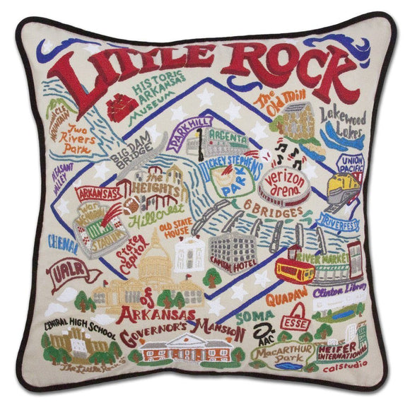 Little Rock Hand Embroidered CatStudio Pillow-Pillow-CatStudio-Top Notch Gift Shop