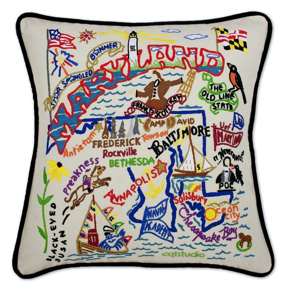 Maryland Embroidered CatStudio State Pillow-Pillow-CatStudio-Top Notch Gift Shop