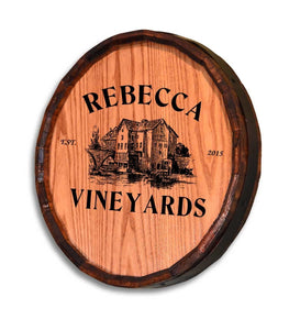 'Rebecca Vineyards' Quarter Barrel Sign- Personalized-Barrel Sign-1000 Oaks Barrel-Top Notch Gift Shop