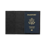 Passport Holder - Black Embossed Plaid Leather - Personalized-Passport Holder-Graphic Image, Inc.-Top Notch Gift Shop