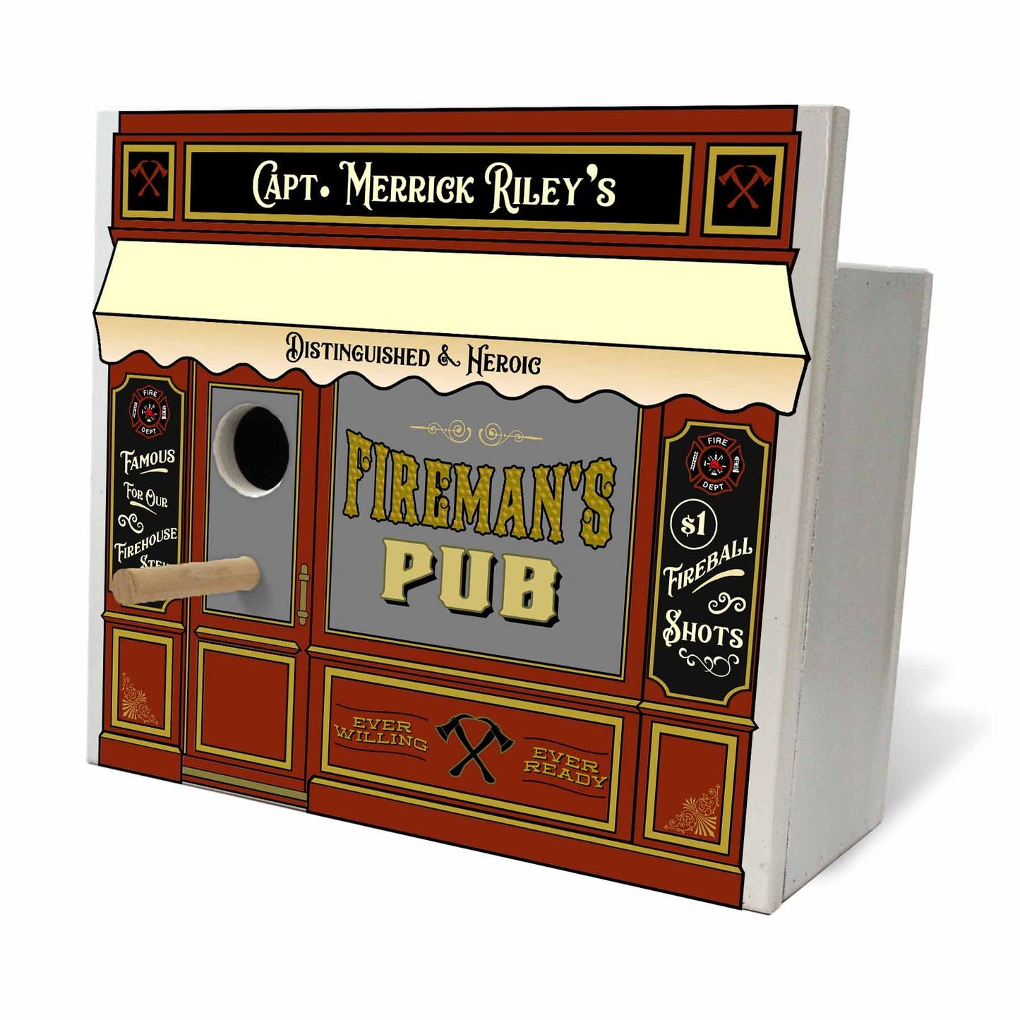 Fireman's Pub Birdhouse - Personalized-Birdhouse-1000 Oaks Barrel-Top Notch Gift Shop