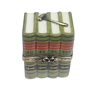 Law Books with Gavel Limoges Box by Rochard™-Limoges Box-Rochard-Top Notch Gift Shop