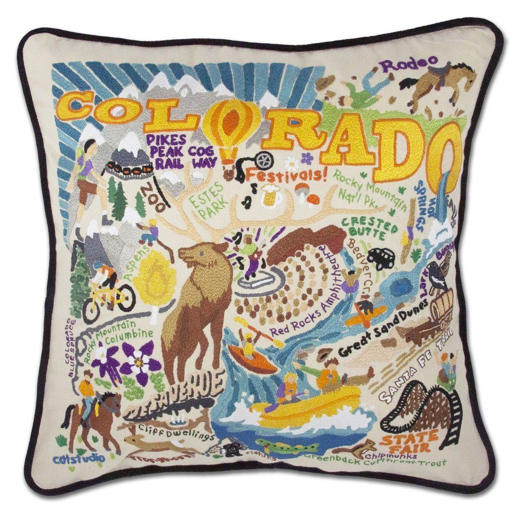 Summer Colorado Hand Embroidered CatStudio Pillow-Pillow-CatStudio-Top Notch Gift Shop