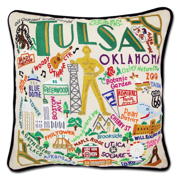 Tulsa Embroidered CatStudio Pillow-Pillow-CatStudio-Top Notch Gift Shop