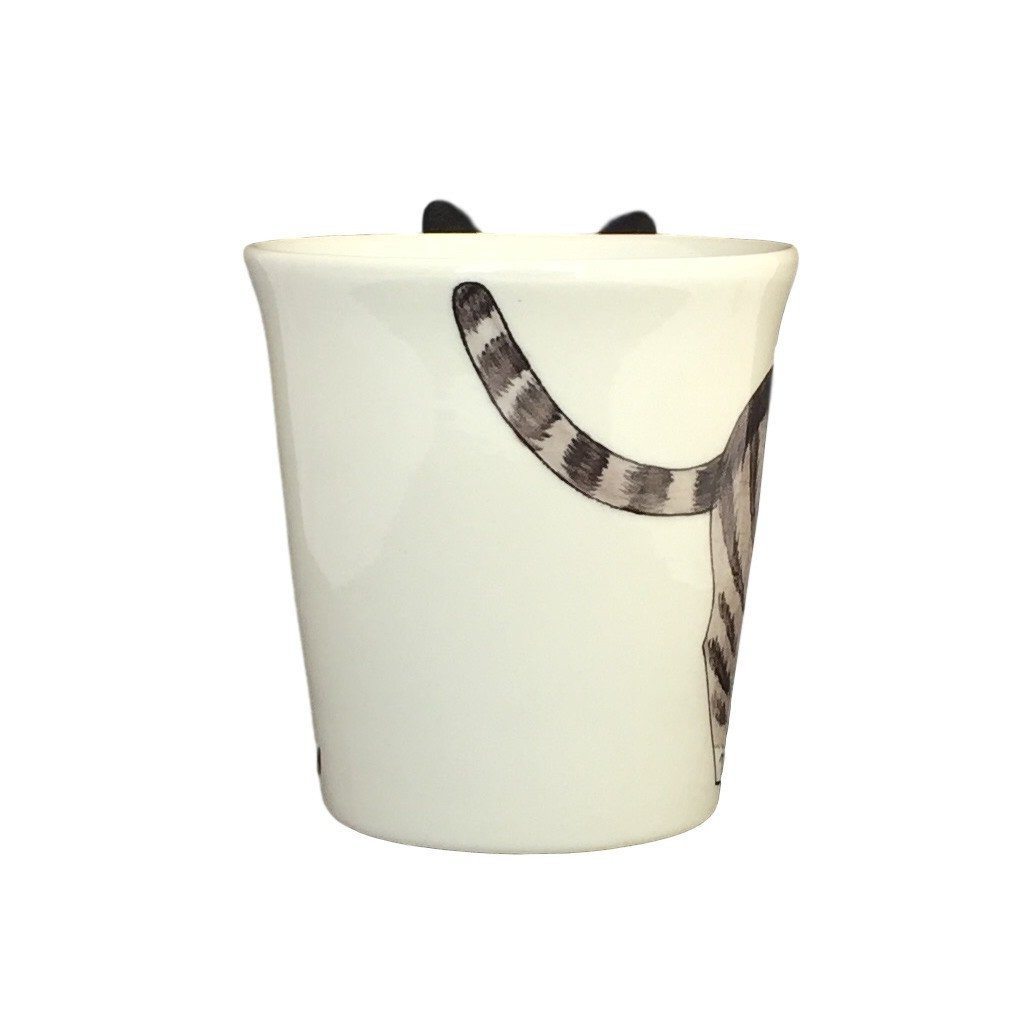 Gray Tabby Cat Hand Painted Coffee Mug-Mug-Sea Island-Top Notch Gift Shop