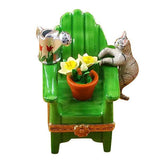 Adirondack Chair With Cat- Watering Can And Plant Limoges Box by Rochard™-Limoges Box-Rochard-Top Notch Gift Shop