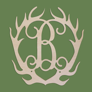 18" Antlers Wood Single Initial-Wood Monogram-Viv&Lou-Top Notch Gift Shop