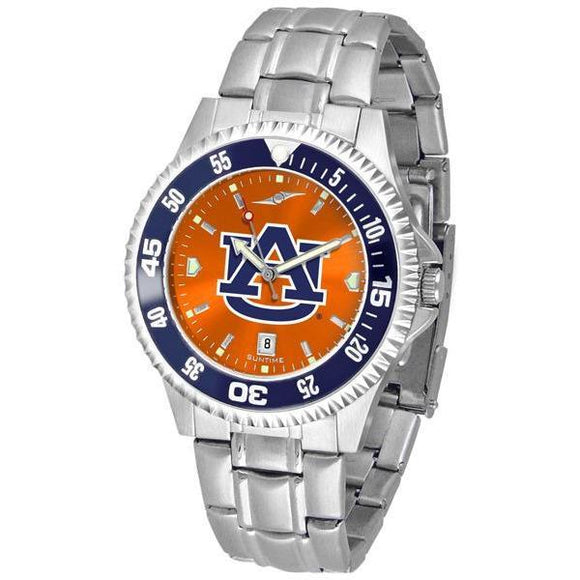 Auburn Tigers Mens Competitor AnoChrome Steel Band Watch w/ Colored Bezel-Watch-Suntime-Top Notch Gift Shop