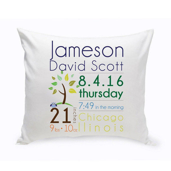 Baby Boy Announcement Personalized Throw Pillow-Pillow-JDS Marketing-Top Notch Gift Shop