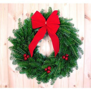 Balsam Fir 24" Colonial Crab Apple Wreath with Bow-Wreath-Rockdale Wreaths-Top Notch Gift Shop
