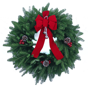 Balsam Fir 24" Wreath with Silver Bells & Glitter Cones-Rockdale Wreaths-Top Notch Gift Shop