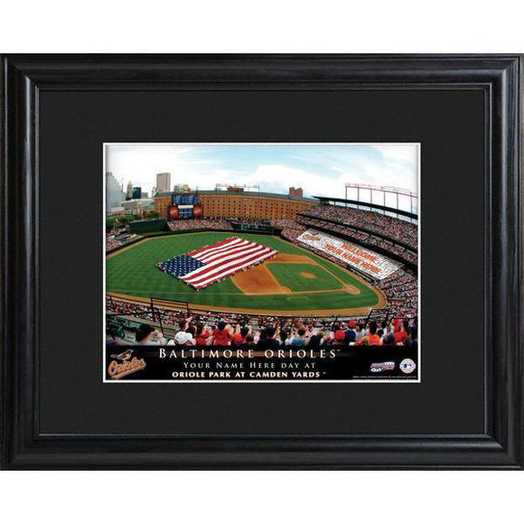 Baltimore Orioles Personalized Ballpark Print with Matted Frame-Print-JDS Marketing-Top Notch Gift Shop