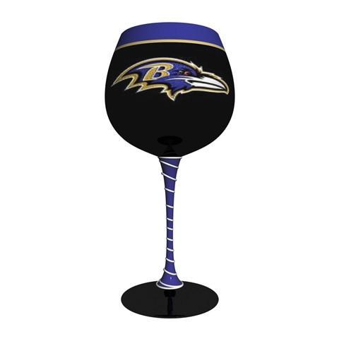 Baltimore Ravens Artisan Hand Painted Wine Glass