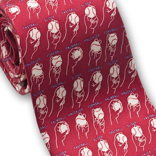 Baseball Pitches Silk Necktie-Necktie-Josh Bach Limited-Top Notch Gift Shop