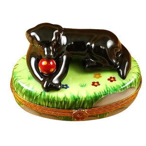 Black Lab With Ball Limoges Box by Rochard™-Limoges Box-Rochard-Top Notch Gift Shop
