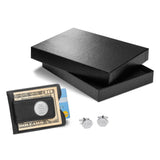 Black Leather Wallet and Modern Oval Cufflinks Personalized Set-Wallet-JDS Marketing-Top Notch Gift Shop