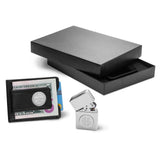 Black Leather Wallet & Chrome Lighter Personalized Set-Wallet-JDS Marketing-Top Notch Gift Shop