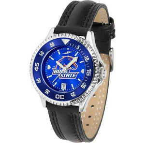 Boise State Broncos Ladies Competitor Ano Poly/Leather Band Watch w/ Colored Bezel-Watch-Suntime-Top Notch Gift Shop