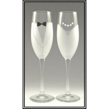 Bride and Groom Champagne Toasting Flutes - (Set of Two)-Champagne Glass-Asta Glass-Top Notch Gift Shop