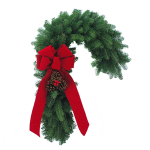 Candy Cane Shaped 22" Christmas Wreath-Rockdale Wreaths-Top Notch Gift Shop