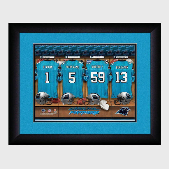 Carolina Panthers Personalized Locker Room Print with Matted Frame-Print-JDS Marketing-Top Notch Gift Shop