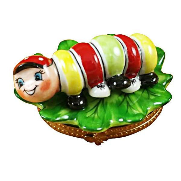 Caterpillar On Leaf Limoges Box by Rochard™-Limoges Box-Rochard-Top Notch Gift Shop
