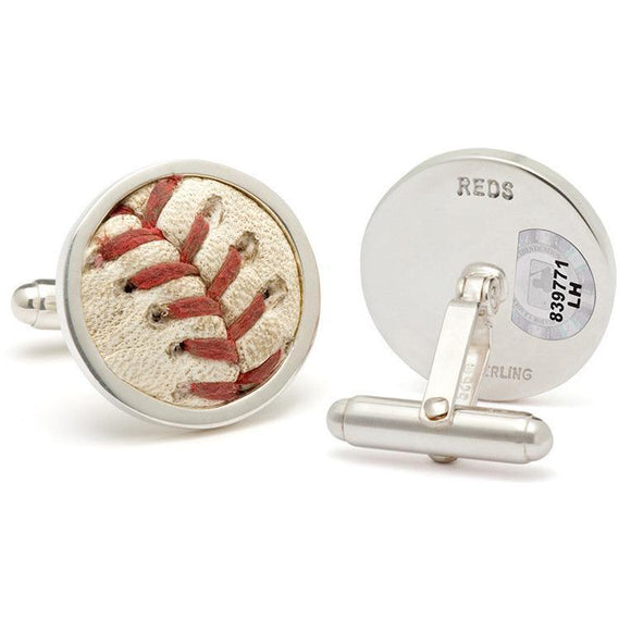 Cincinnati Reds Authenticated Game Used Baseball Stitches Cuff Links-Cufflinks-Tokens & Icons-Top Notch Gift Shop
