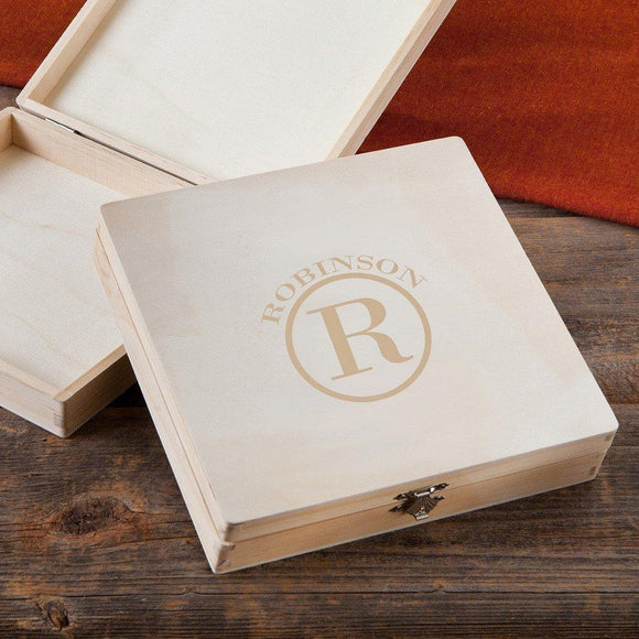 Circle Monogram Wooden Keepsake/Cigar Box-Keepsake Box-JDS Marketing-Top Notch Gift Shop