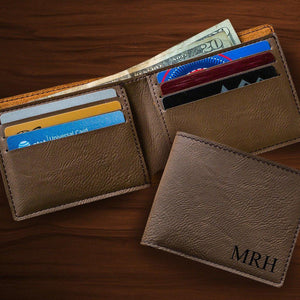 Dark Brown Personalized Leatherette Wallet-Wallet-JDS Marketing-Top Notch Gift Shop