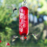 Filigree Glass Hummingbird Feeder - Flame Red-Bird Feeder-Parasol Gardens-Top Notch Gift Shop