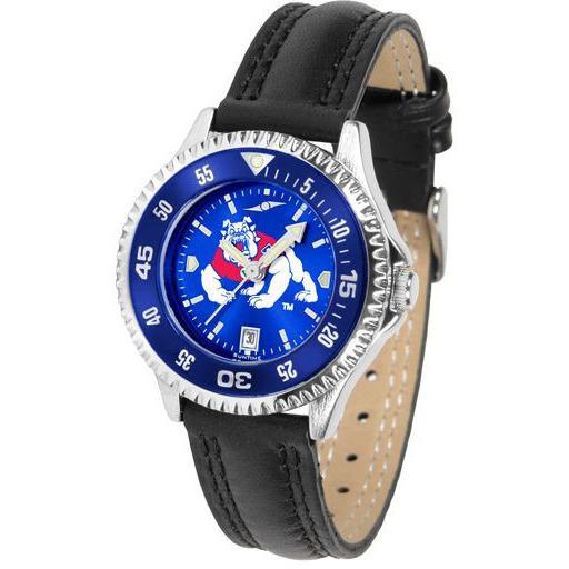 Fresno State Bulldogs Ladies Competitor Ano Poly/Leather Band Watch w/ Colored Bezel-Watch-Suntime-Top Notch Gift Shop