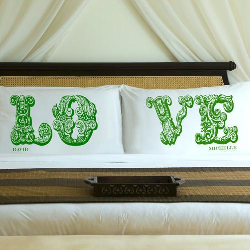 Garden Green LOVE Connection Couples Personalized Pillow Case Set-Pillow Case-JDS Marketing-Top Notch Gift Shop
