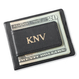 Black Leather Magnetic Wallet & Money Clip - Personalized-Money Clip-JDS Marketing-Top Notch Gift Shop