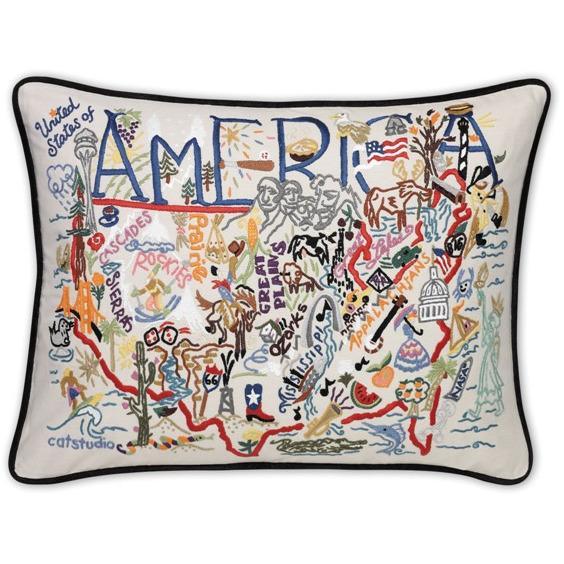 America Embroidered CatStudio Pillow-Pillow-CatStudio-Top Notch Gift Shop