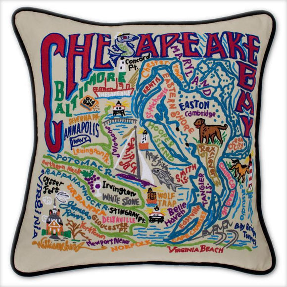 Chesapeake Bay Embroidered CatStudio Pillow-Pillow-CatStudio-Top Notch Gift Shop