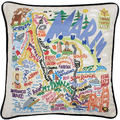 Marin County Embroidered CatStudio Pillow-Pillow-CatStudio-Top Notch Gift Shop