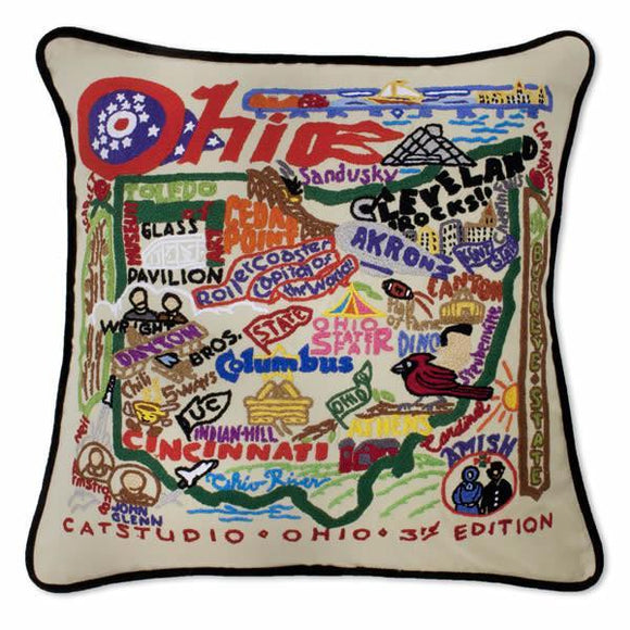 Ohio Embroidered CatStudio State Pillow-Pillow-CatStudio-Top Notch Gift Shop