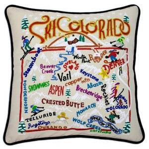 Ski Colorado Embroidered CatStudio Pillow-Pillow-CatStudio-Top Notch Gift Shop